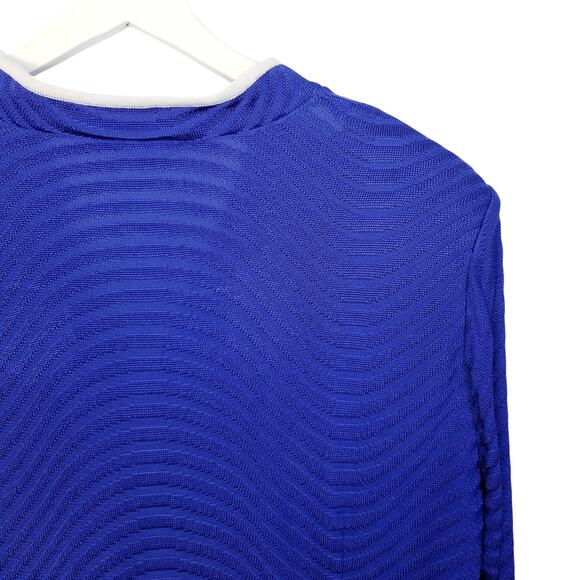 Misook Knit Jacket Cobalt Blue White Contrast Trim Pockets Size XL - Picture 6 of 9